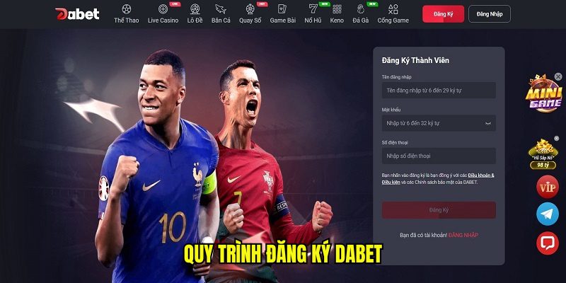 Quy trình đăng ký Dabet cho tân binh mới